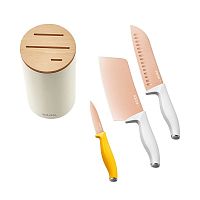 Набор кухонных ножей Solista Titanium Rose Gold Tool Set (3 ножа + подставка) 