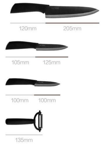 Набор керамических кухонных ножей Huo Hou Nano Ceramic Knife (4 ножа) фото 2
